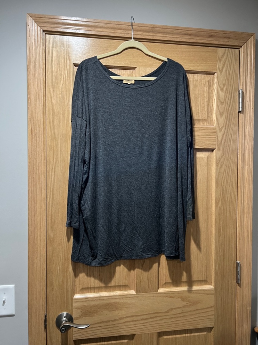 Piko 1988 Charcoal Gray Long-Sleeve Scoop Neck Top